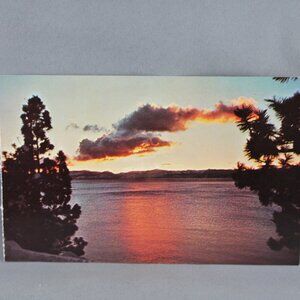 Vintage Postcard - Sunset over Lake Tahoe- Dexter Press